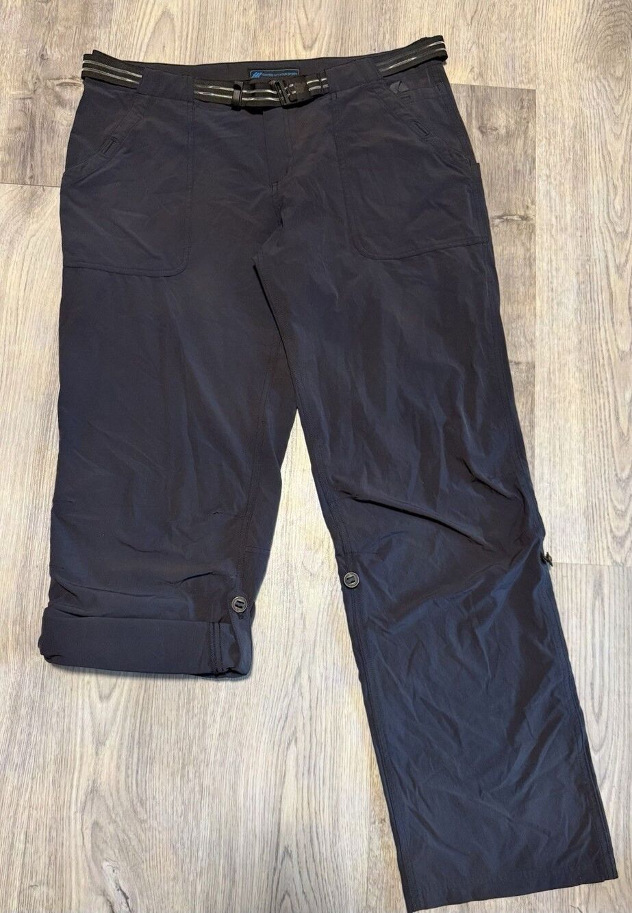 Eastern Mountain Sports Convertible Hiking Pants Women 12-L Navy belted Zip